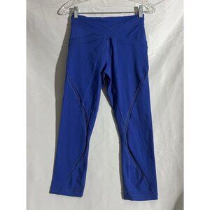 Lululemon Athletica Blue Crop Leggings Outdoor Workout Gym Exercise 6